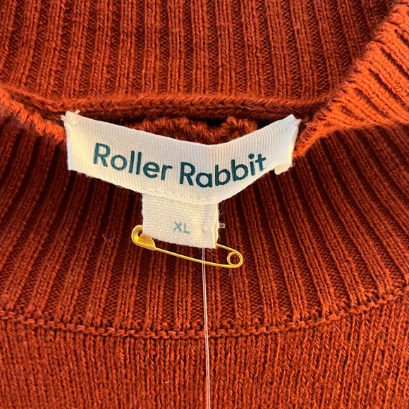 Roller Rabbit Sweater Varo Eyelet Peplum Hem Mock Neck Cashmere Sweater XL NWT - Picture 8 of 16